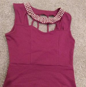 Body Central Maroon Studded Top